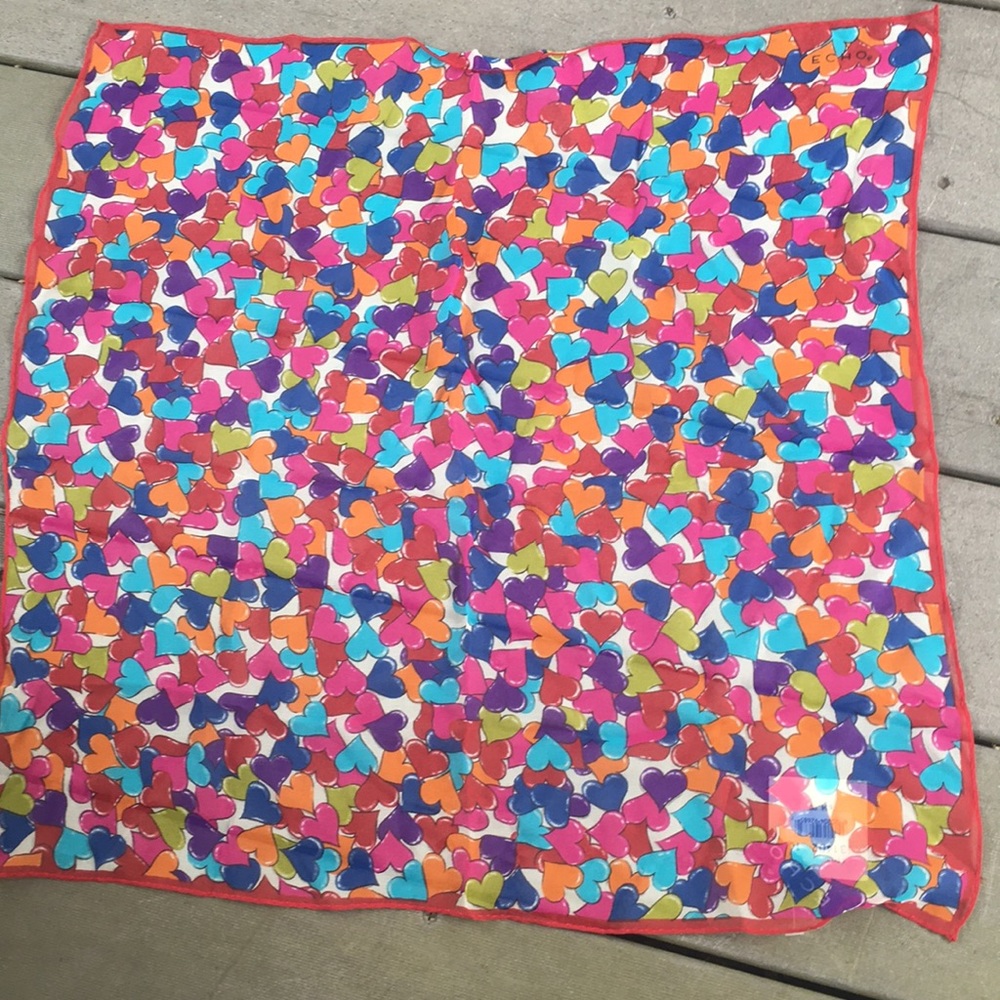 Echo Scarf Colorful Hearts Vintage